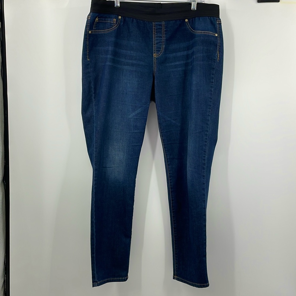 INC dark blue pull on elastic waist denim jeans Size 18W